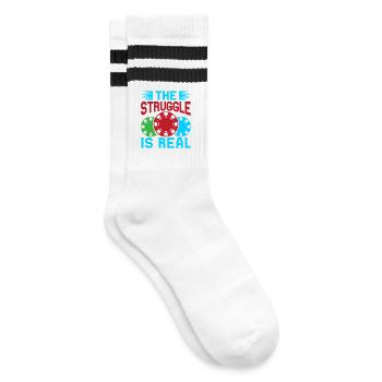 Gambling Fan The Struggle Is Real Casino - Striped tennis socks - white/black - Right