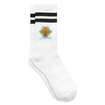 Survive the Wild Deer Emblem - Gestreifte Tennissocken - Weiß/Schwarz - Rechts