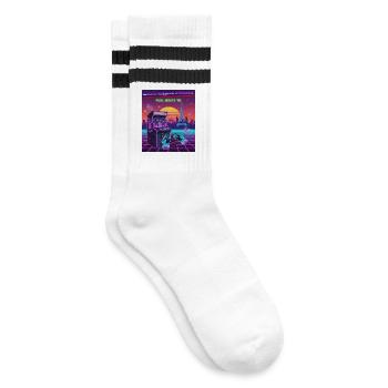 Paris Cyber Gamer - Gestreifte Tennissocken - Weiß/Schwarz - Rechts