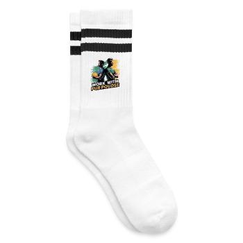 Work with Purpose Motivation Sport Design - Gestreifte Tennissocken - Weiß/Schwarz - Rechts