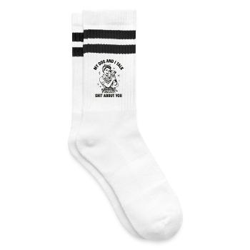 Echte Hundeliebe Lästerei Retro Design - Gestreifte Tennissocken - Weiß/Schwarz - Rechts