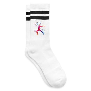 Gymnast with baton rhythmic gymnastics - Striped tennis socks - white/black - Right