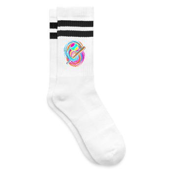 Baseballschläger und Ball - Gestreifte Tennissocken - Weiß/Schwarz - Rechts