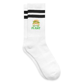 Pflanzenliebhaber Lady Liebe Pflanze Succulent - Gestreifte Tennissocken - Weiß/Schwarz - Rechts