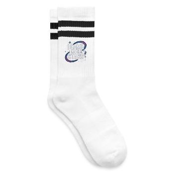 Astronom Galaxy Outerspace Universe Astronomie - Gestreifte Tennissocken - Weiß/Schwarz - Rechts