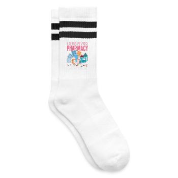 I Survived Pharmacy School Funny - Striped tennis socks - white/black - Right