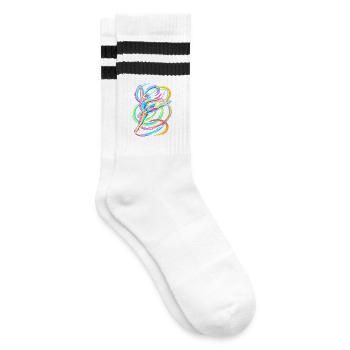 Ballerina Tanz - Gestreifte Tennissocken - Weiß/Schwarz - Rechts