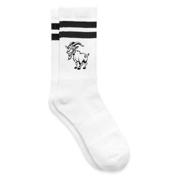 Goat mischievous black sketch - Striped tennis socks - white/black - Right
