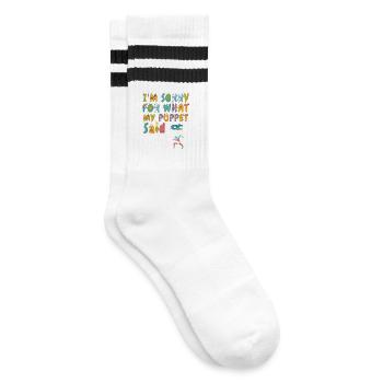 Entschuldigung, was meine Puppe gesagt hat. - Gestreifte Tennissocken - Weiß/Schwarz - Rechts