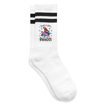 Parrot Lover Funny Saying Tropical - Striped tennis socks - white/black - Right