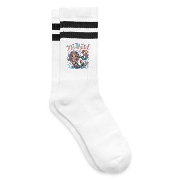 Mermaid 3rd Birthday 3 Years - Striped tennis socks - white/black - Right