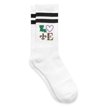 Mardi Gras Louisiana Shirt – Carnival Love - Striped tennis socks - white/black - Right