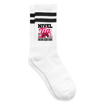 Future Aunt Level Aunt Unlocked - Striped tennis socks - white/black - Right