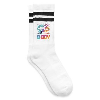 B-Boy Breakdance Streetstyle Breakdancer - Gestreifte Tennissocken - Weiß/Schwarz - Rechts