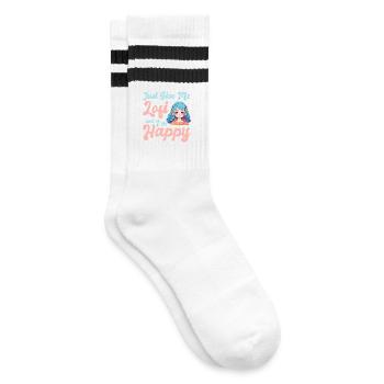 Lofi Hip Hop Relaxing Jazz Music Mix Genre Lofi - Striped tennis socks - white/black - Right