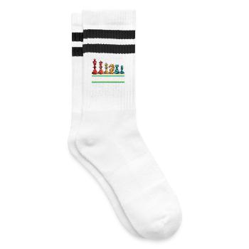 Choose Your Weapon: Chess Pieces - Striped tennis socks - white/black - Right