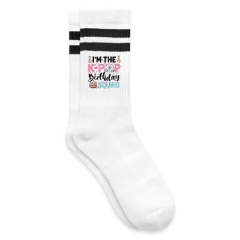 I'm The K-Pop Birthday Squad - Gestreifte Tennissocken - Weiß/Schwarz - Rechts