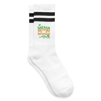 Ready vor Shenanigans | St. Patrick's Day - Gestreifte Tennissocken - Weiß/Schwarz - Rechts
