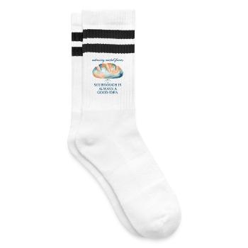 Sauerteig ist immer eine gute Idee in der Brotbackzeit. - Gestreifte Tennissocken - Weiß/Schwarz - Rechts
