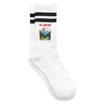 Yellowstone National Park Land Of Adventure - Striped tennis socks - white/black - Right