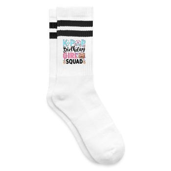K-Pop Birthday Girl Squad - Gestreifte Tennissocken - Weiß/Schwarz - Rechts