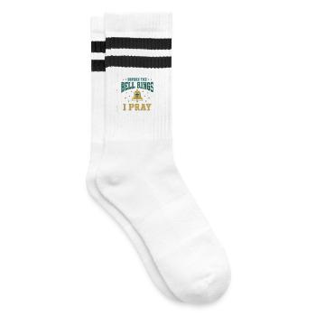 Before the Bell Rings I Pray Christlicher Lehrer - Gestreifte Tennissocken - Weiß/Schwarz - Rechts