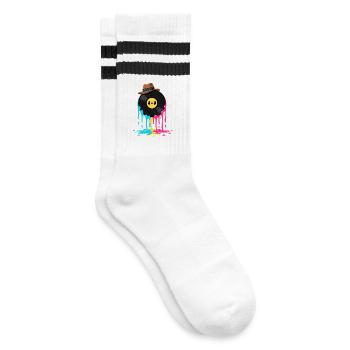 Vinyl Record Vinyl Retro - Striped tennis socks - white/black - Right