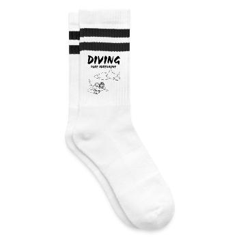 Diving - Tauchen - Taucher - Hai - Gestreifte Tennissocken - Weiß/Schwarz - Rechts
