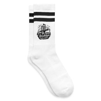 Brooklyn State of Mind Bridge New York NYC - Striped tennis socks - white/black - Right