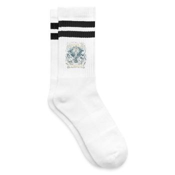 Humour gothique de cimetière Mon endroit heureux a des pierres tombales - Chaussettes de tennis - blanc/noir - Droite