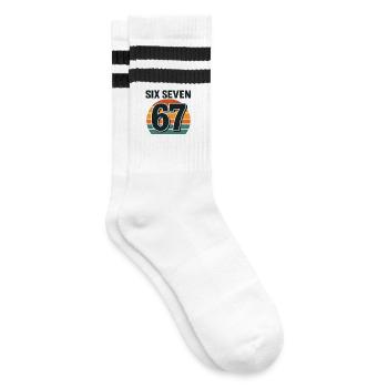 Six Seven 67 Italian Brainrot Retro Sunset Meme - Chaussettes de tennis - blanc/noir - Droite