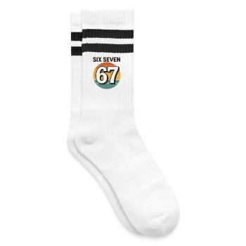 Six Seven 67 Italian Brainrot Retro Sunset Meme - Chaussettes de tennis - blanc/noir - Droite