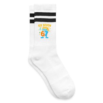 Six Seven 67 Idée de cadeau pour nerds sur l’humour scientifique - Chaussettes de tennis - blanc/noir - Droite