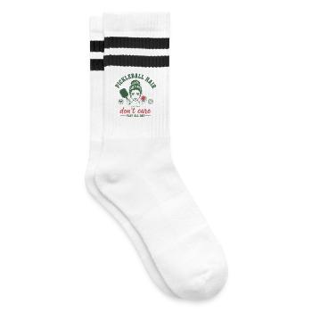 Pickleball Hair Don't Care Play All Day Funny - Gestreifte Tennissocken - Weiß/Schwarz - Rechts