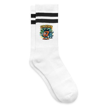 Six Seven 67 Italian Brainrot Nerd Humour Drôle - Chaussettes de tennis - blanc/noir - Droite