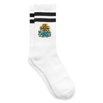 Six Seven 67 Italian Brainrot Nerd Humour Drôle - Chaussettes de tennis - blanc/noir - Droite