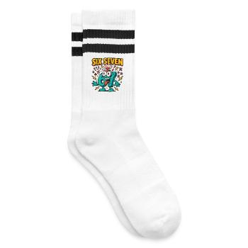 Six Seven 67 Italian Brainrot Nerd Humour Drôle - Chaussettes de tennis - blanc/noir - Droite