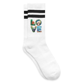 T-Shirt Panda Faultier Schildkröte Eichhörnchen - Gestreifte Tennissocken - Weiß/Schwarz - Rechts