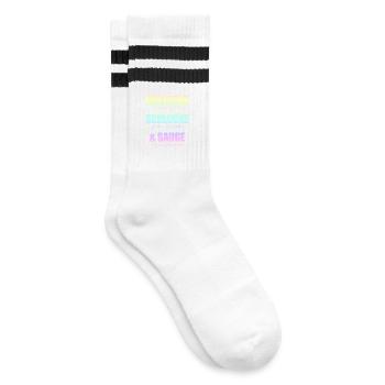 Ich lecke schlucke sauge. - Gestreifte Tennissocken - Weiß/Schwarz - Rechts