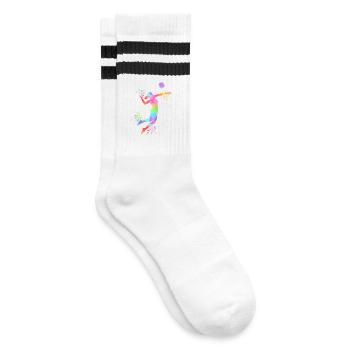 Volleyball Mädchen Volleyballerin Beachvolleyball - Gestreifte Tennissocken - Weiß/Schwarz - Rechts