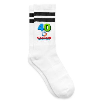 40 Gelenke Laden - Gestreifte Tennissocken - Weiß/Schwarz - Rechts