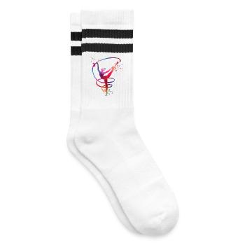 Gymnast With Band Rhythmic Gymnastics - Striped tennis socks - white/black - Right