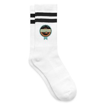Pickleball, ich bin gekommen, ich habe gesehen, ich habe den Champion-Spieler gedrängt. - Gestreifte Tennissocken - Weiß/Schwarz - Rechts