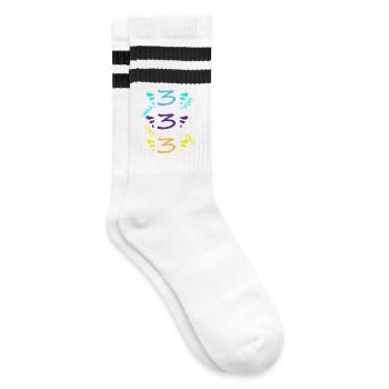 three or Three hundred and thirty-three - Striped tennis socks - white/black - Right