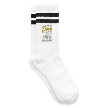 Pickleball Funny Player Dink Sip Repeat Love - Striped tennis socks - white/black - Right