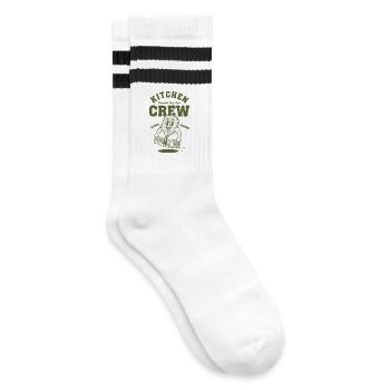 Pickleball Kitchen Crew lustige Spielerliebe - Gestreifte Tennissocken - Weiß/Schwarz - Rechts