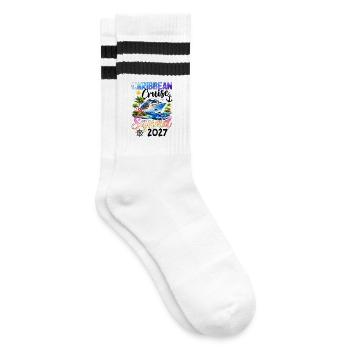 Caribbean Cruise Squad 2027 - Striped tennis socks - white/black - Right