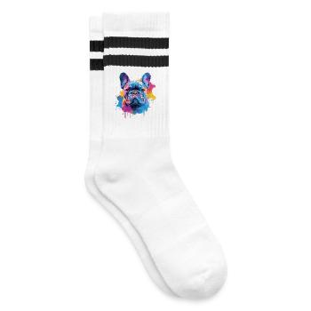 Art éclaboussuré de chien bouledogue français Coloré - Chaussettes de tennis - blanc/noir - Droite