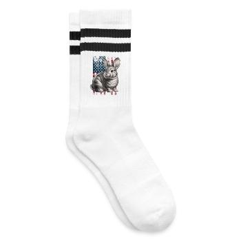 Kaninchen - Gestreifte Tennissocken - Weiß/Schwarz - Rechts