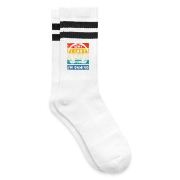 Tut mir leid, ich kann dich nicht hören, ich spiele nur - Gestreifte Tennissocken - Weiß/Schwarz - Rechts